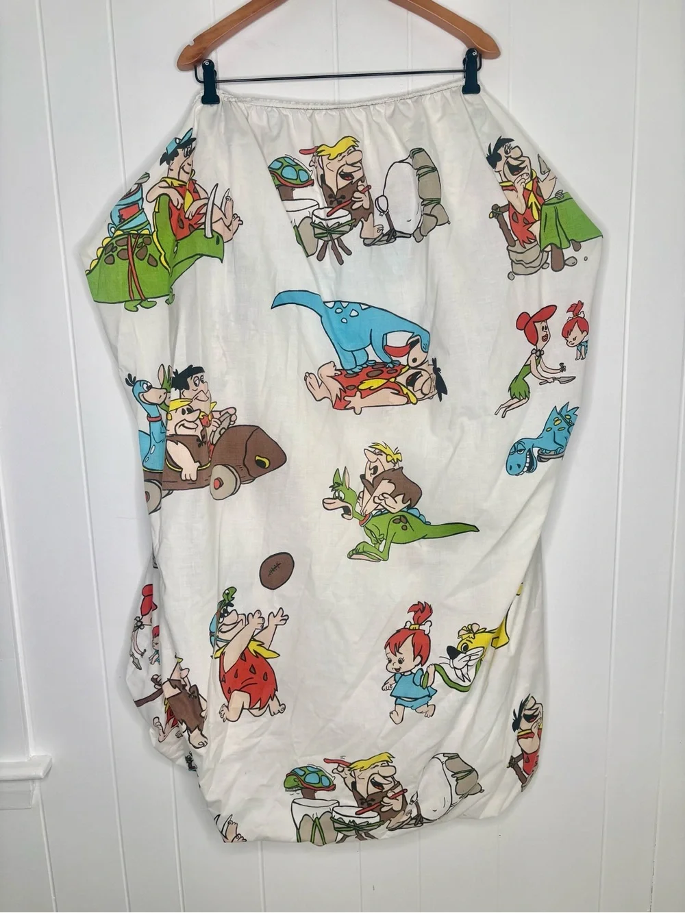 Vintage Y2K Flintstones Bedsheet Size Twin Bedding Cartoon Printed 90’s Rare